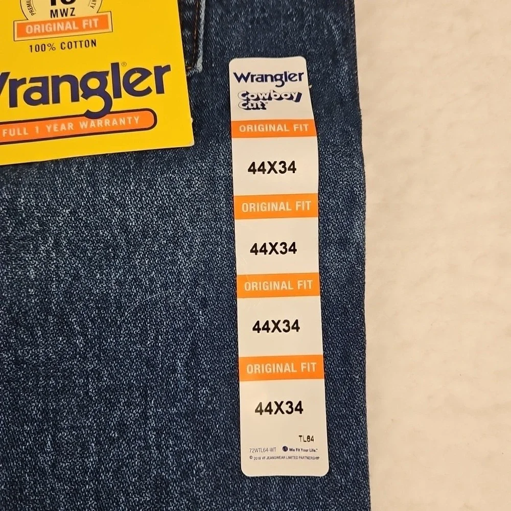 Big & Tall Rigid Wrangler Cowboy Cut‎ 13MWZ Original Fit Jeans Indigo Mens 44x34
